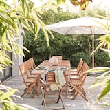 thumbnail of Vrijhangende parasol 3×3 m kantelbaar, draaibaar in houtlook ecru