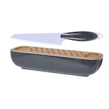 thumbnail of WellHome - Bambus-Brotkorb mit Messer, zweifarbiges Design und farbigem Etui, 40x125x85cm