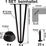 thumbnail of 4x Haarnadel Tischbeine EDELSTAHL SCHWARZ CHROME Möbel Tischgestell Hairpin Leg CHROM 3 Streben 30