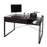 thumbnail of Décoshop26 - Bureau d'ordinateur avec tiroirs et compartiment de rangement design industriel 76x120x70cm brun foncé 04_0001449