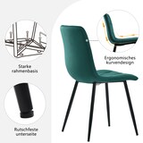 thumbnail of Esszimmerstuhl 4er Set 86x46x43 cm Dunkelgrün mit Twill Samtbezug Fischgrätenmuster Polsterung und schwarzen Metallbeinen stabil bis 150 kg