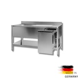 thumbnail of Edelstahl Spültisch 1 Becken links, mit Grundboden, mit Aufkantung, Abfallbehälter rechts, Premium: 100 x 70 cm / mit Aufkantung / fertig montiert