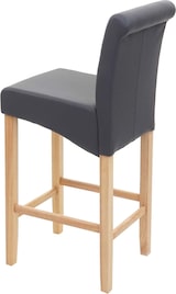 thumbnail of 2er-Set Barhocker gepolstert mit Lehne | Sitzhöhe 75cm | Holz | Grau matt | helle Beine | Kunstleder | Barstuhl Tresenhocker