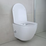 thumbnail of Aloni Hänge WC mit Bidet Taharet Funktion aus Keramik mit Edelstahl Armatur für Kalt und Warmwasser Softclose Deckel spülrandlos