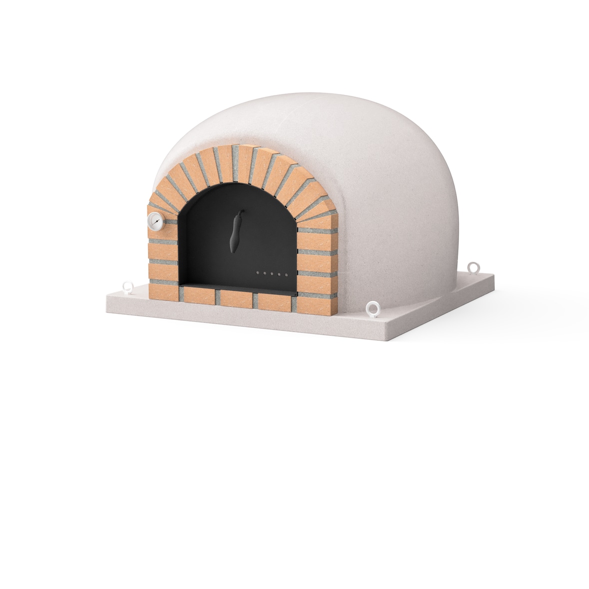 MF - Horno de Leña Exterior de Obra Modelo STROMBOLI (Blanco - 80 x 80 x 72 cm) – Aislado con Corcho y 3 Mantas Cerámicas
