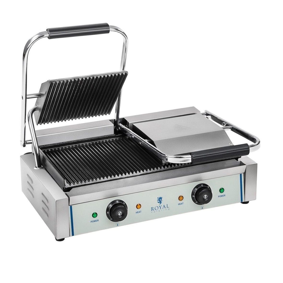 Helloshop26 - Machine à panini nervurée double - 2 x 1.800 watts acier inox professionnel 3614037