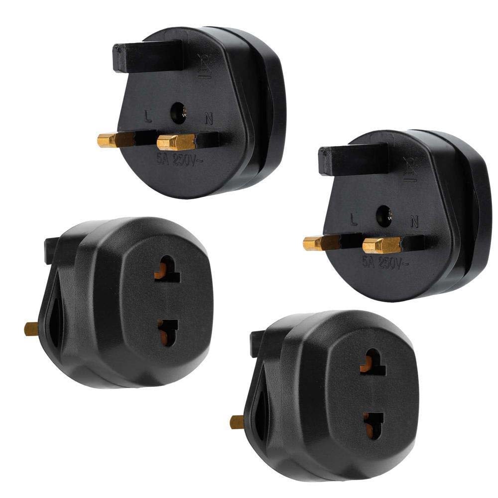 Intirilife 4x Steckdosen Adapter in SCHWARZ - 4er Set UK Typ G auf USA Typ A Stromadapter Reisestecker für z.B. Amerika, Japan, Kanada, Thailand