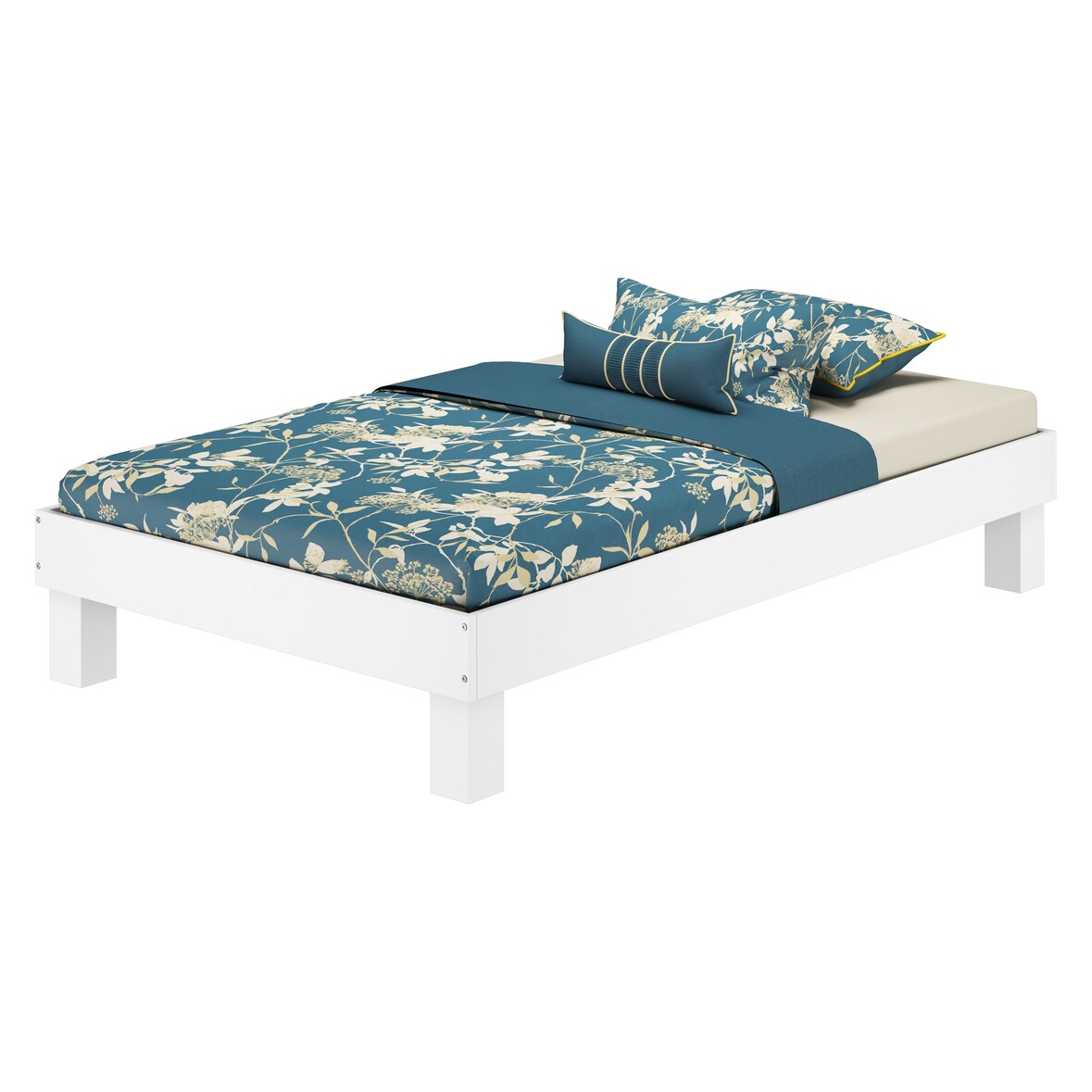Holzbett breites Einzelbett 120x200 Buche Bettrahmen Futonbett Zubehör wählbar  V-60.87-12W ohne Zubehör