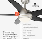 thumbnail of Bolero 2-in-1-Deckenventilator 132cm Leuchte 55W Fernbedienung App-Steuerung 2 Laufrichtungen Schwarz 132