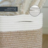 thumbnail of HMF Aufbewahrungskorb mit versteckten Griffen, 3er Set, Korb aus Baumwolle, 37,5 x 25 x 22,5 cm, Weiß-Braun