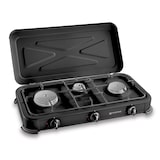 thumbnail of Réchaud gaz portable 3 feux 3450W Noir Couvercle Plaque de cuisson KEMPER