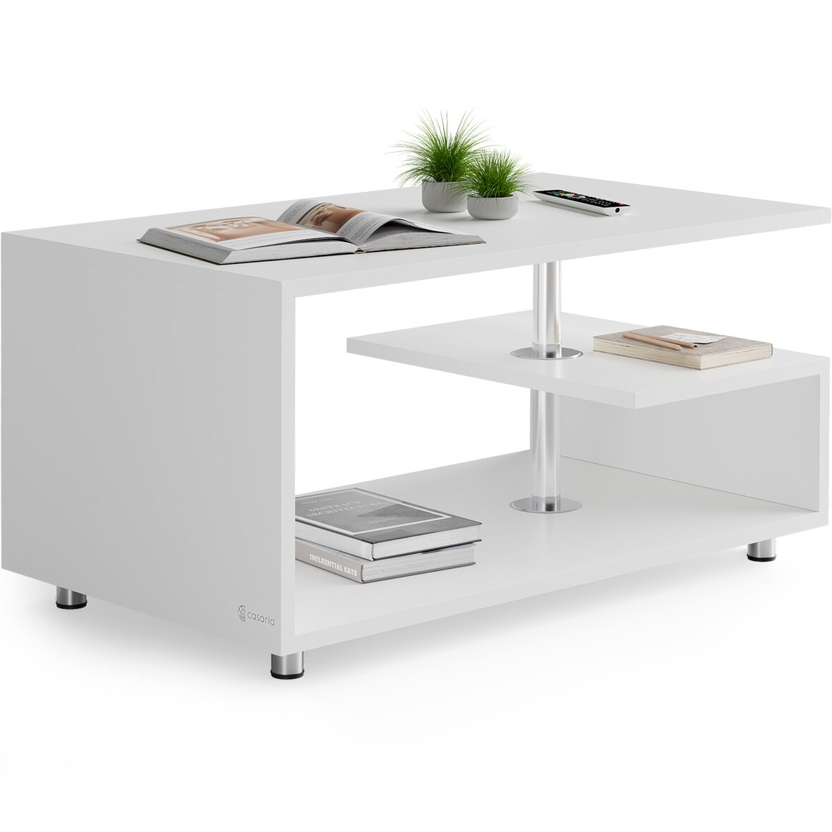 CASARIA® Couchtisch Orlando 95x55x50cm Weiß Holz Wohnzimmertisch