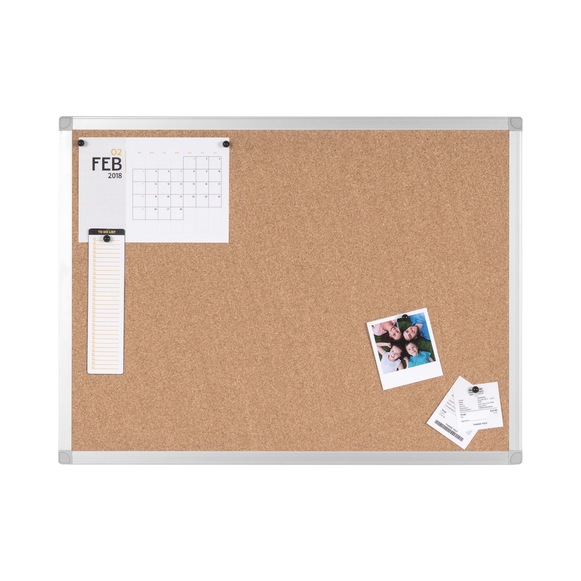 Bi-Office Korktafel mit Aluminiumrahmen, Pinnwand, 90x60cm