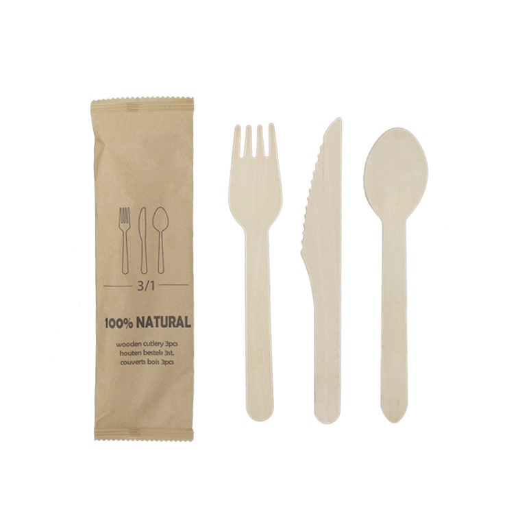 MONOUSO - Holzbesteck Gabel, Messer und Löffel (25 Stück)