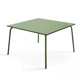 thumbnail of Ensemble table de terrasse carrée et 8 fauteuils en métal vert cactus  - Oviala