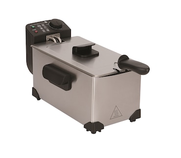 Tarrington House Freidora FR2200E, acero inoxidable, 22.5 x 40.5 x 21 cm, tanque extraíble, base antideslizante, 3 L,  plata