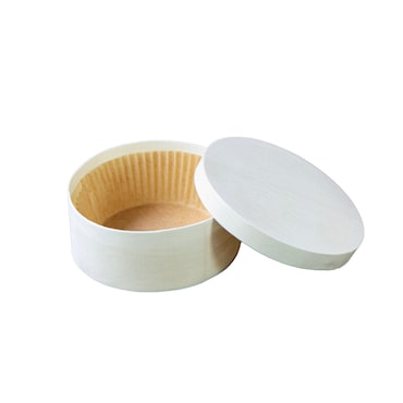 PACKNWOOD - 60uds - Caja redonda de madera con papel antiadherente para horno H50mm.