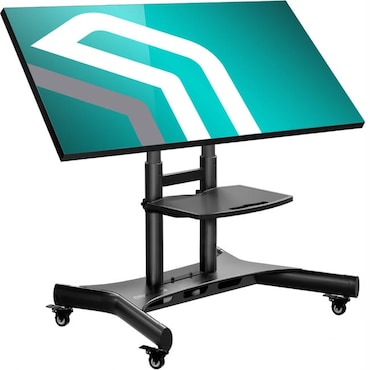 ONKRON Soporte TV con Ruedas y Altura Ajustable, Inclinación 90°, para TVs de 50-83
