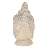 thumbnail of ECD Germany Buddha Kopf Figur 78 cm Beige Grau Polyresin Kunststein Statue Skulptur Feng Shui Gartenfigur Asien Deko