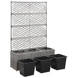 thumbnail of vidaXL Hochbeet mit Rankgitter 3 Töpfe 83×30×130cm Poly Rattan Grau