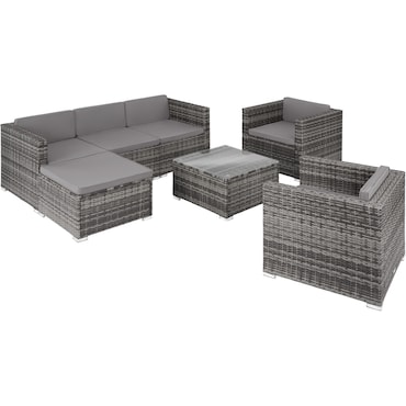 tectake Conjunto de ratán Lignano con 2 sillones  Gris