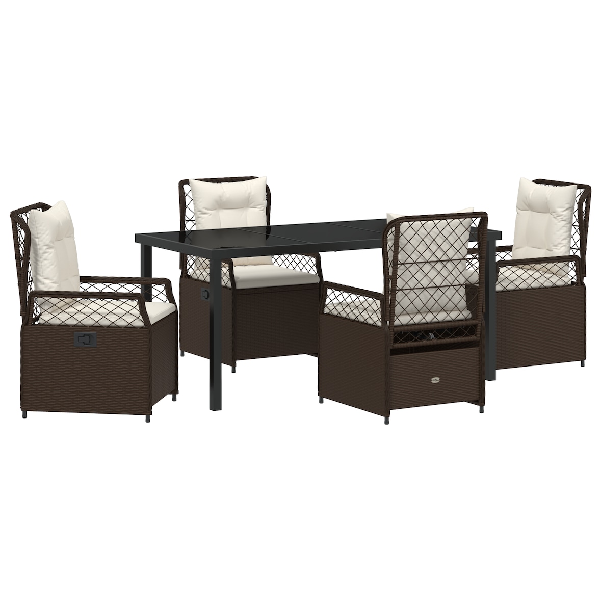 vidaXL 5-teiliges Garten-Essensemble Braun aus Poly-Rattan