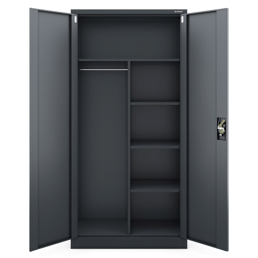 Mehrzweckschrank Metall abschließbar REKL Metallschrank | Schließfachschrank Putzmittelschrank Besenschrank Vorratsschrank, 185x90x45cm Anthrazit