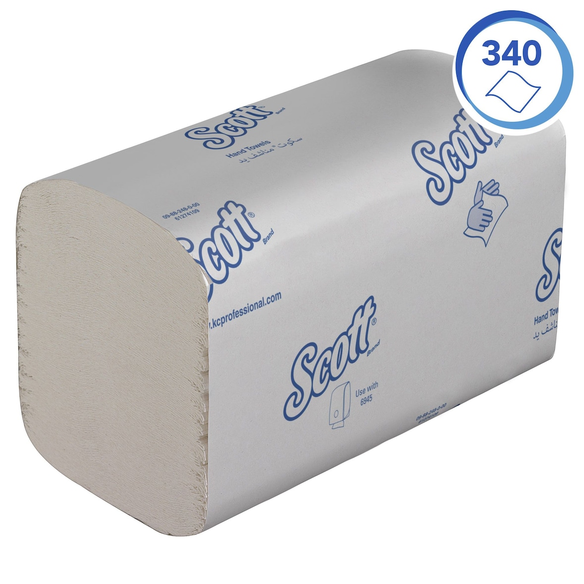Petits essuie-mains enchevêtrés Scott Essential 6637 - 15 paquets de 340 formats blancs 1 épaisseur