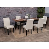 thumbnail of Set van 6 eetkamerstoelen Keukenstoel Littau ~ leer, wit, donkere poten