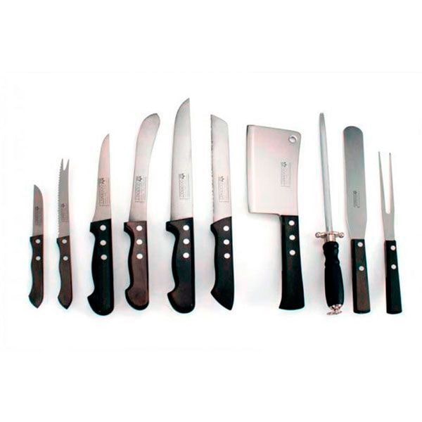 Juego de cuchillos de cocina profesionalesen acero inoxidable con chaira afilador y maletín de transporte (10 piezas) Sybarite