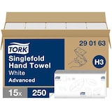 thumbnail of Tork Advanced 100% Recycelt Papierhandtücher H3 V-falz (zick-zack) Weiß 2-lagig 290163 15 Stück à 250 Blatt