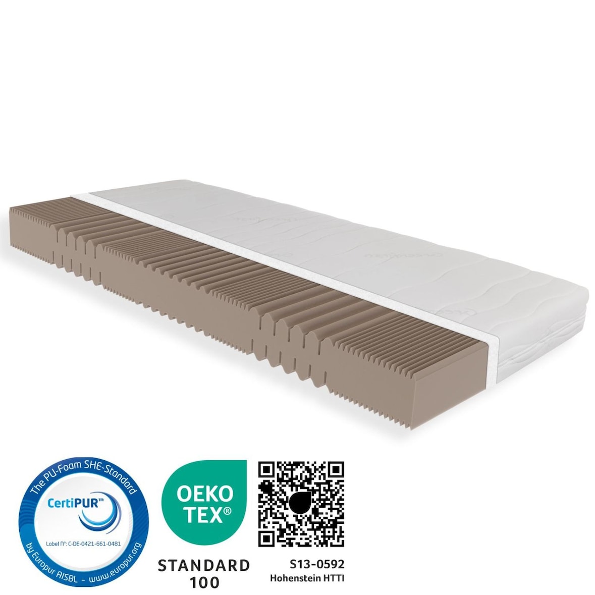 Matratze 90x190 cm, Höhe 18cm,  hochwertiger Bezug aus GREENFIRST Doppeltuch, Kaltschaummatratze 90x190, Härtegrad H5 - bis 150kg, atmungsaktiv