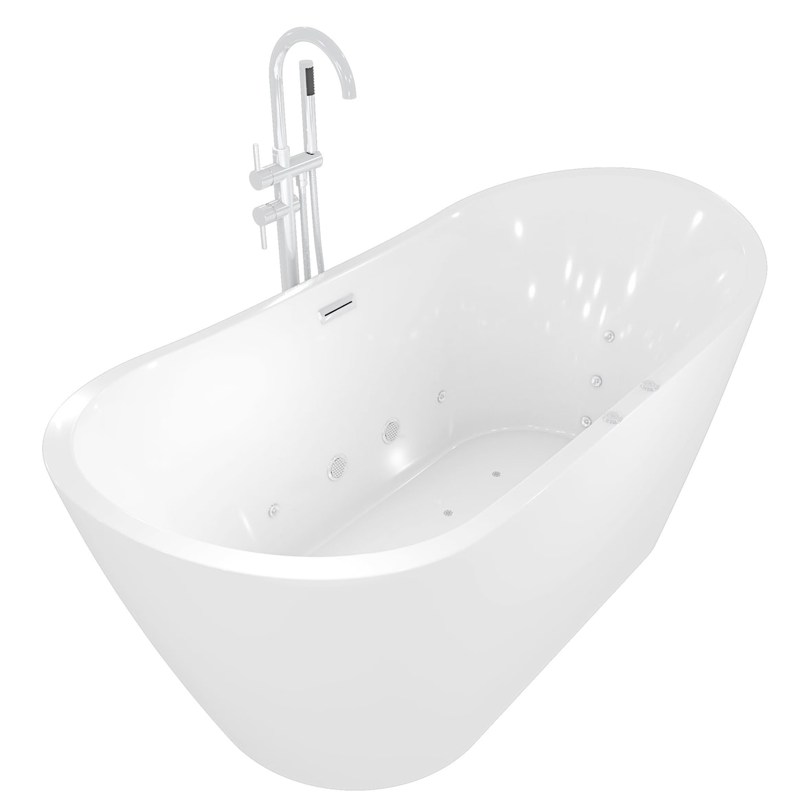 freistehende Badewanne Wanne F23 180cm Whirlpool Luft & Wasser mit Armatur AF04