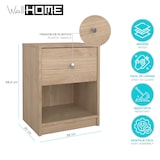 thumbnail of WellHome - Ebro nachtkastje met 1 lade in eiken kleur 37,9x30,1x48,4cm