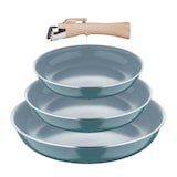 thumbnail of BERGNER Click&Cook - Set aus 5 Bratpfannen Ø18/Ø20/Ø22/Ø24/Ø26cm aus gepresstem Aluminium, dazu 3 Stielkasserollen Ø16/18/20cm und 3 abnehmbare Griffe
