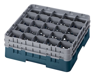 CAMBRO - 25S534-414 - Cesta de lavado 25 comp. 2 alturas - 8,7 cm Ø máx. - alt. máx. 14,9 cm - 50 x 50 x 18,4 cm - Cerceta
