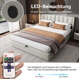thumbnail of Multifunktionsbett 140x200 mit USB, LED-Beleuchtung, verstellbarem Kopfteil und wasserdichtem Material mit intelligenter Steuerung Grau