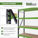 thumbnail of Industrieregal Milo 200x190x60 cm steckbar, erweiterbar 4 Ebenen 4 Tonnen Schwerlastregal Lagerregal