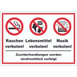 thumbnail of Aufkleber Essen Trinken Musik Rauchen verboten A4 (210x297mm)