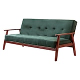 thumbnail of SalesFever Schlafsofa mit Armlehnen | 3 Funktionen | Stoffbezug Samt-Optik | Gestell Holz Eukalyptus| B 190 x T 85 x H 81 cm | tannengrün