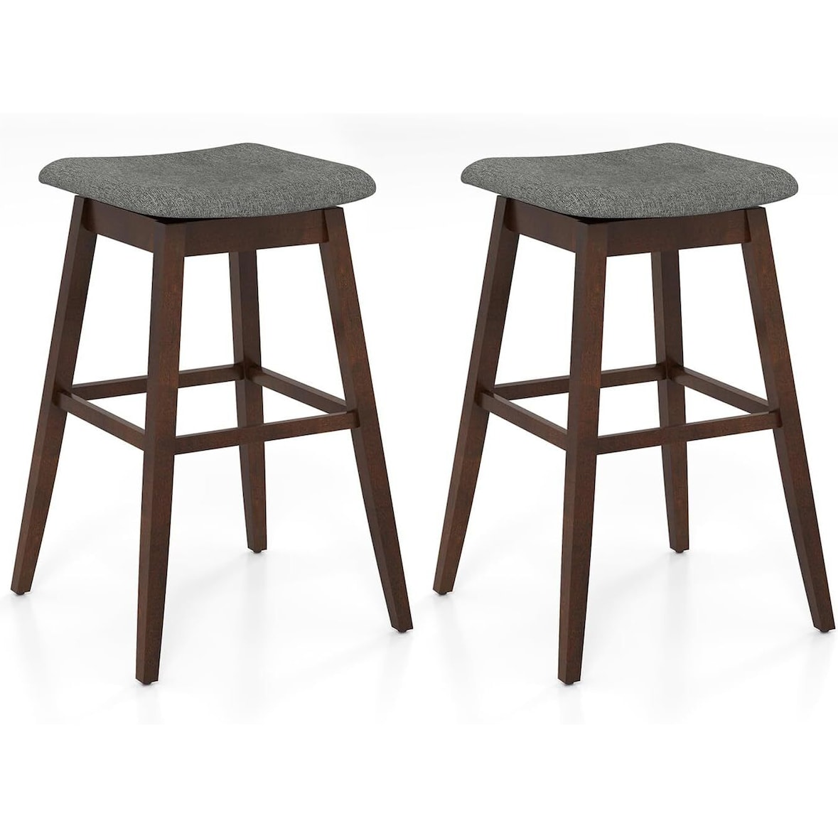 COSTWAY Bar Stools Set of 2 Counter Stools 360° Rotatable Seat Height 76 cm Wooden Stool