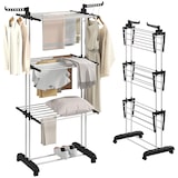 thumbnail of HOMCOM tendedero plegable para ropa con ruedas tendedero vertical de acero de 3 niveles con alas plegables y colgadores giratorios 73x64x172 cm