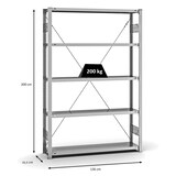 thumbnail of PROREGAL Fachbodenregal Stecksystem | Grundregal | HxBxT 200x130x30cm | 5 Ebenen | Fachlast 200 kg | Einseitig nutzbar | Verzinkt