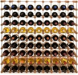 thumbnail of PROREGAL Modulares Weinregal VINOTECA MOD METAL | HxBxT 92,5x92,5x24,5cm | 9x9 Flaschen | Massives Kiefernholz | Braun geölt | Flaschenregal