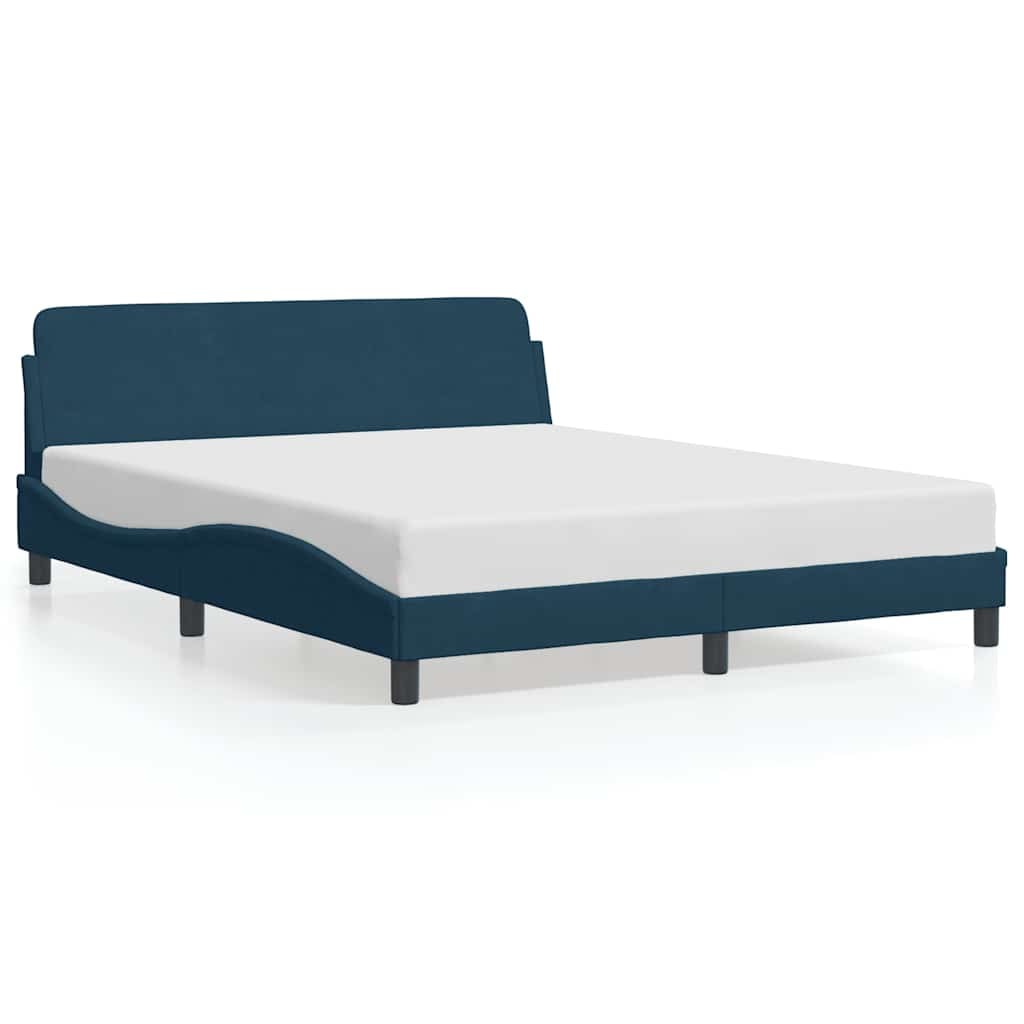 vidaXL Bettgestell mit Kopfteil "Dover" Blau 160x200 cm Samt