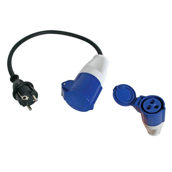 Cable con enchufe macho schuko a enchufe hembra cee