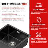 thumbnail of Gasfrit - Fregadero de cocina , con sifon ,para encimera de acero inox color negro de un seno de 470 x 410 mm