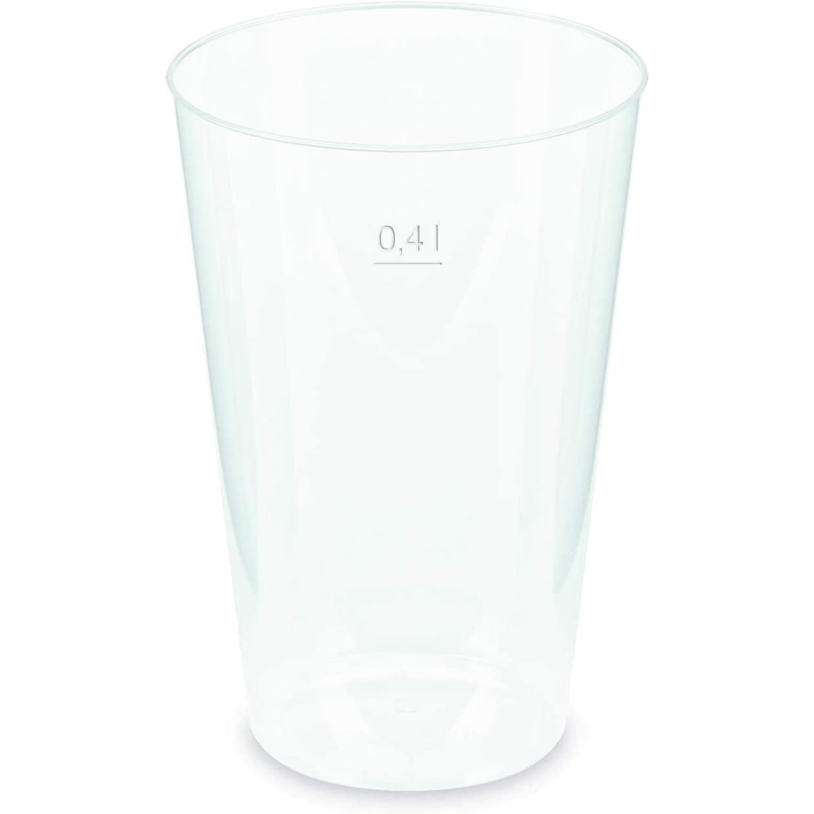 50 Stück Mehrweg-Trinkbecher, Partybecher, Pfandbecher, unzerbrechlich, transparent, PP-Messlinie, 0,40 l, Durchmesser 8,6 cm