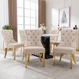 thumbnail of Merax Silla de Comedor Juego de 6 Sillas de salón 6 Piezas Silla tapizada Patas de Apoyo de Acero Inoxidable Chapado en Oro Terciopelo Beige
