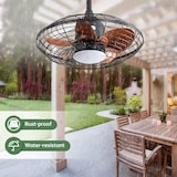 thumbnail of Deckenventilator Outdoor Schwarz mit Fernbedienung und LED 18W 3CCT Timer, leiser DC Motor reversibel, 5 ABS Flügel, Aufhänghaken, 48x51x51 cm